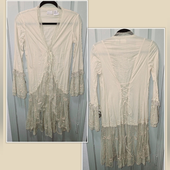 Vintage Newport News Lightweight Embroidered Lace Cardigan Top Women's 4 or S - Picture 1 of 10